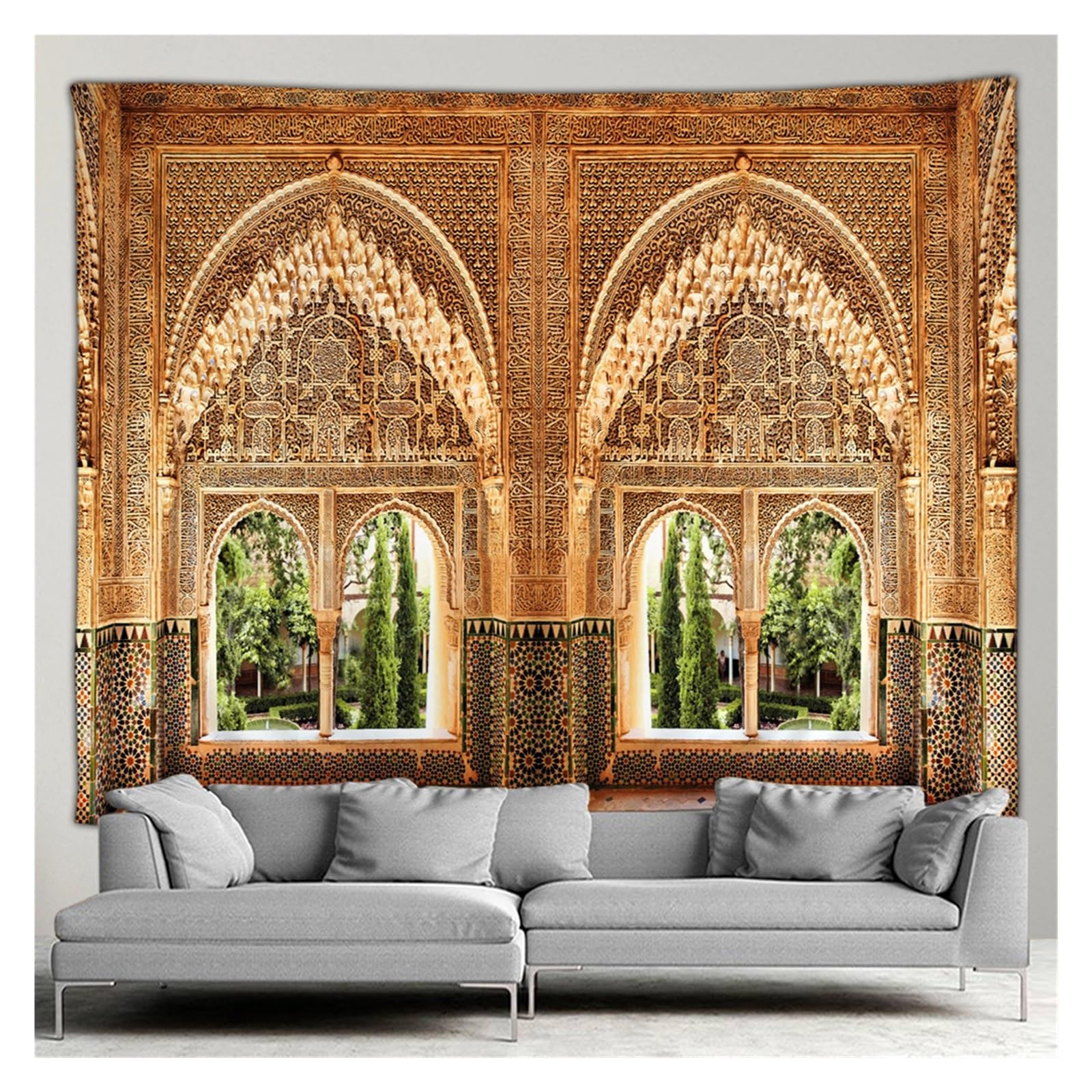 Tapestry wall hanging Tapestry Wall Hanging Moroccan Architectural Tapestry Retro Islamic Geometric Pattern Wall Decor Mural for Bedroom, Living Room, Dorm For Bedroom Livingroom Dormitory(GT-2016SD,W