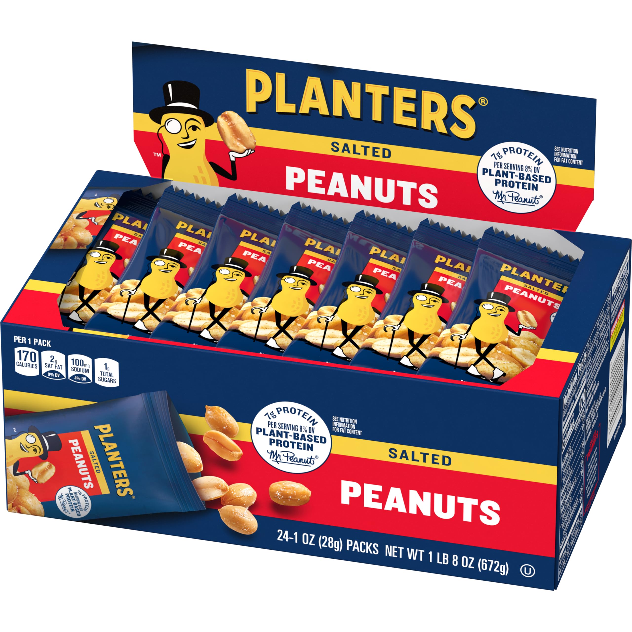PLANTERS Salted Peanuts, 1 oz Pack (Pack of 24)