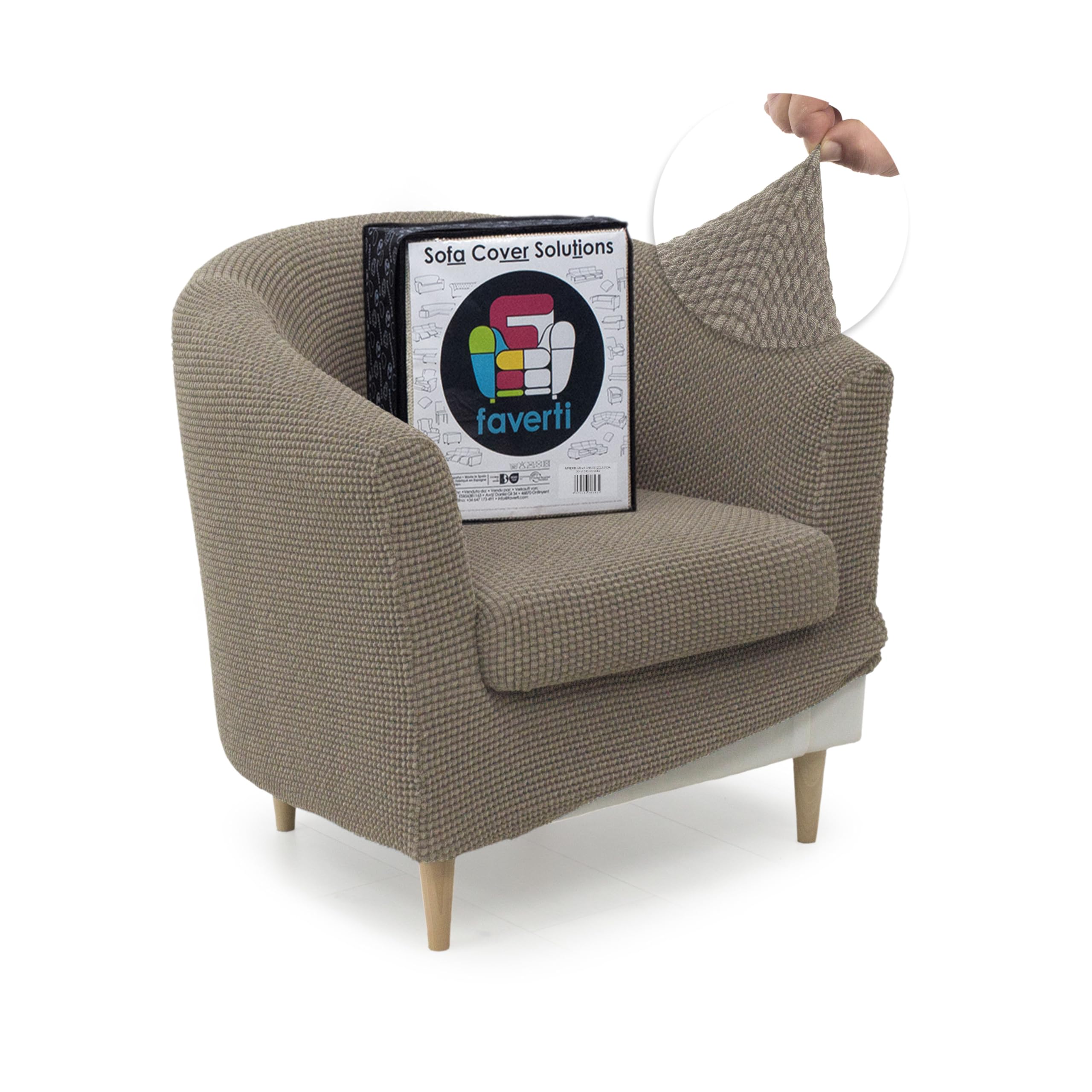 FAVERTI Housse de Fauteuil Club avec Housse de siège | Housse Super élastique Compatible avec Les fauteuils IKEA TULLSTA et BAKLA | Modèle NOVELE | Lin | Tissu Jacquard de qualité Toucher Coton