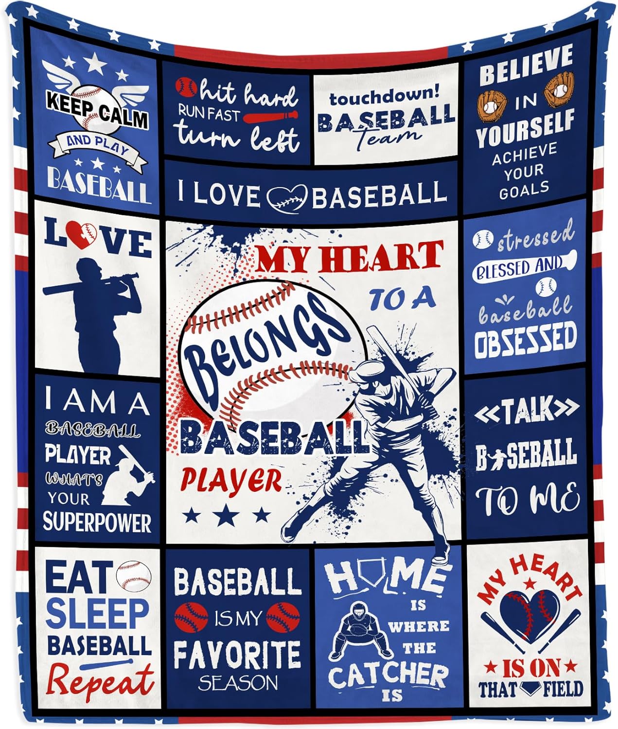 Baseball Gifts Blanket 60"x50", Baseball Gifts for Boys 8-12, Baseballs Gift Decor for Kids Men, Baseballs Coach Present, Cool Presents for Base-Ball Players Lovers Throw Blankets