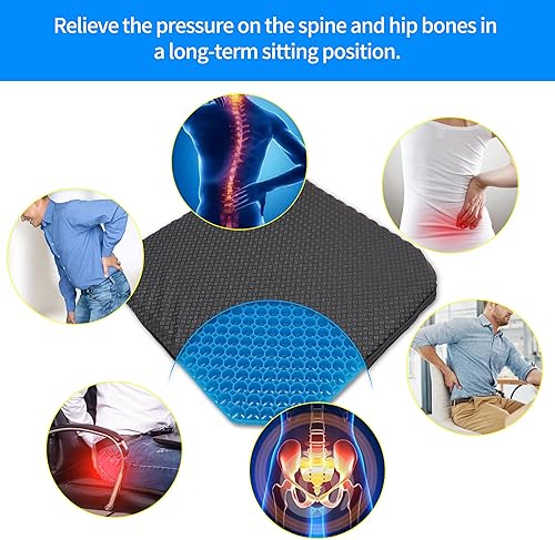 Miniatura 9 de Cojín de asiento de gel cojín de gel de huevo de doble capa para aliviar la presión cojín de asiento para el automóvil oficina silla de ruedas y