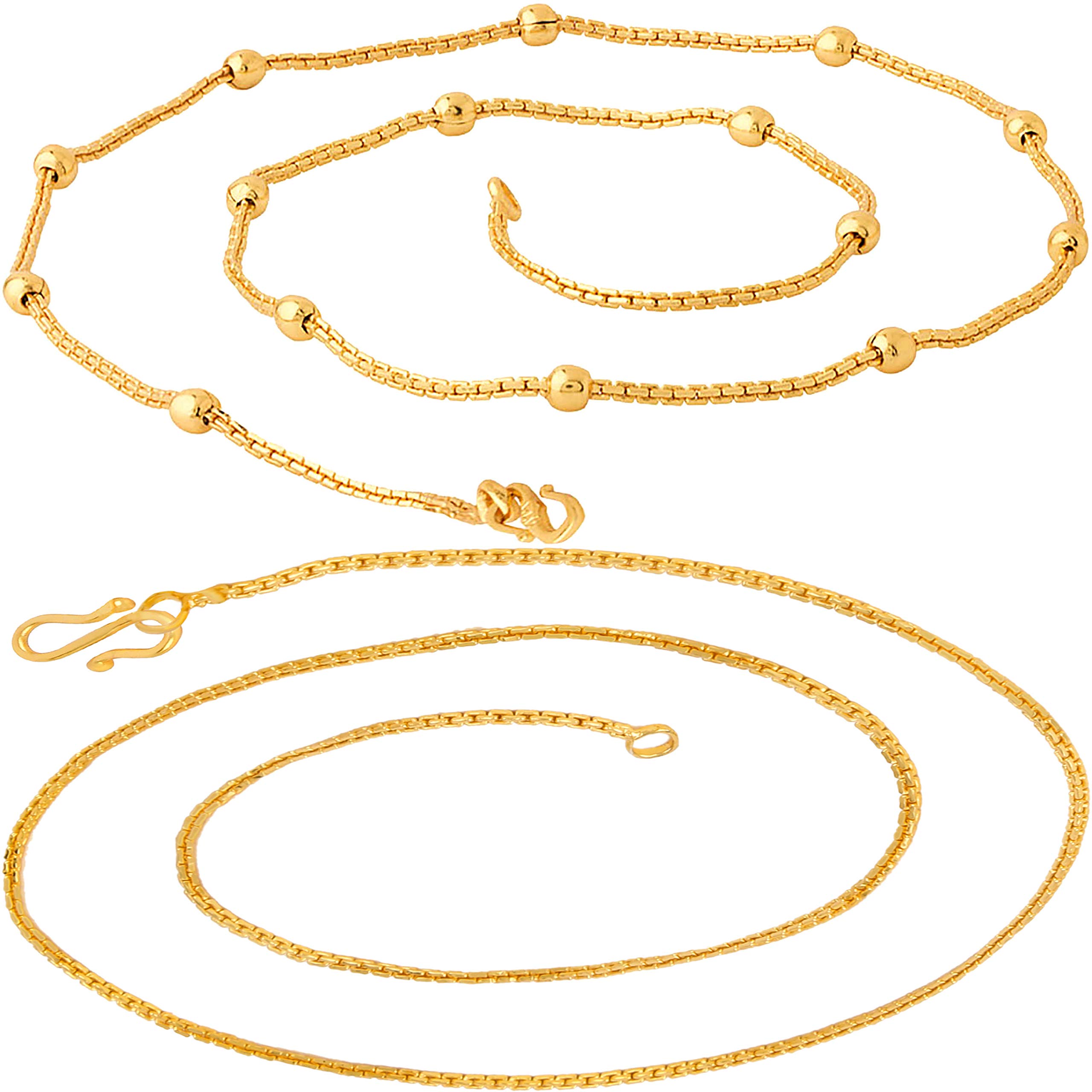 Fashion Frill (FF321_FF379 Gold Plated Golden Brass Combo Chain For Men Women - 24 Inches Long (B08T5Y3VKG) Amazon Price History, Amazon Price Tracker