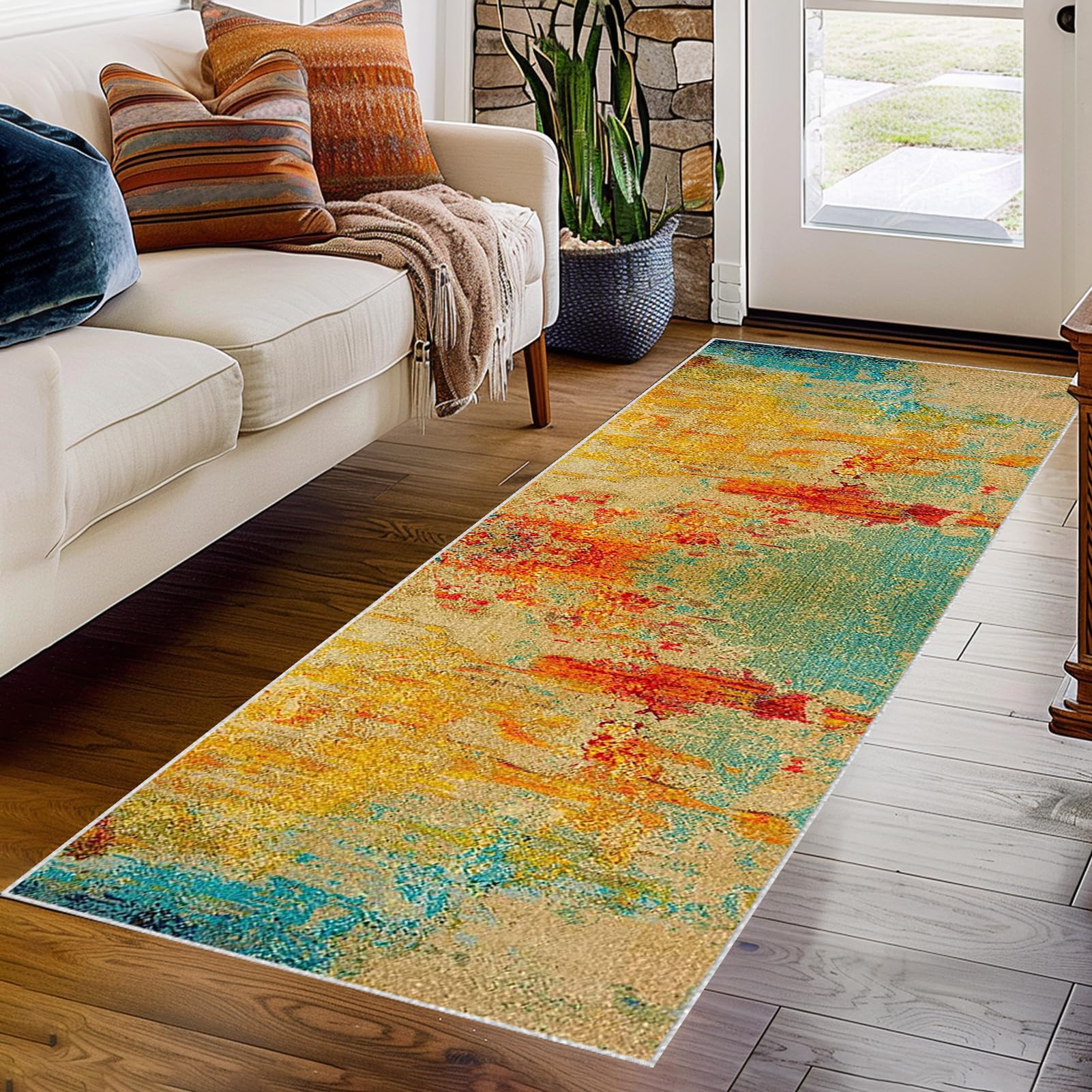 Dywan Chodnik Przedpokój Antypoślizgowy Zmywalny Dywan Kuchenny 90 x 200 cm Chłonny Bieżnik Wejście Dywan z krótkim włosiem do przedpokoju, wejścia, salonu, sypialni, pralni
