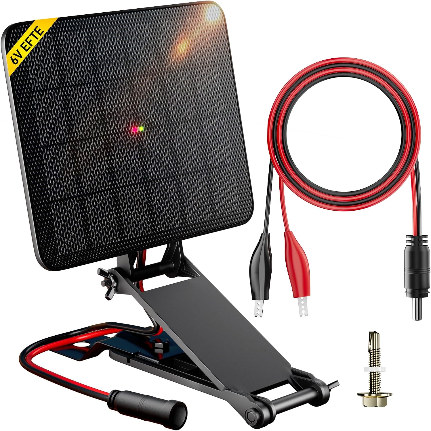 SUNAPEX 6V Solar Panel for Deer Feeder: EFTE Waterproof Solar Battery Charger with Indicator Light, Adjustable Mounting Bracket for Game Feeder Timer, Rechargeable Batteries