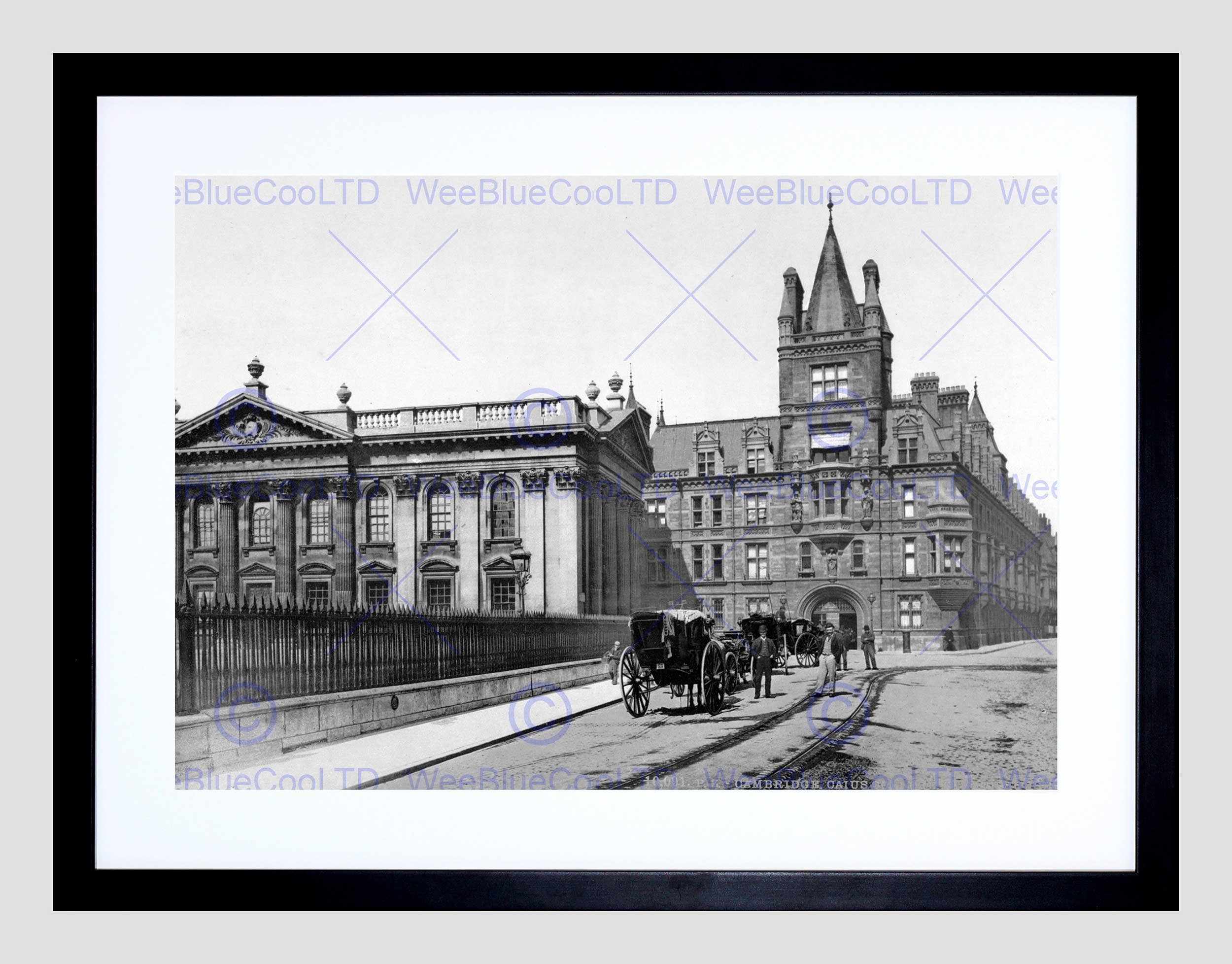 Wee Blue Coo Cambridge Caius College And Senate House England Old BW Framed Wall Art Print