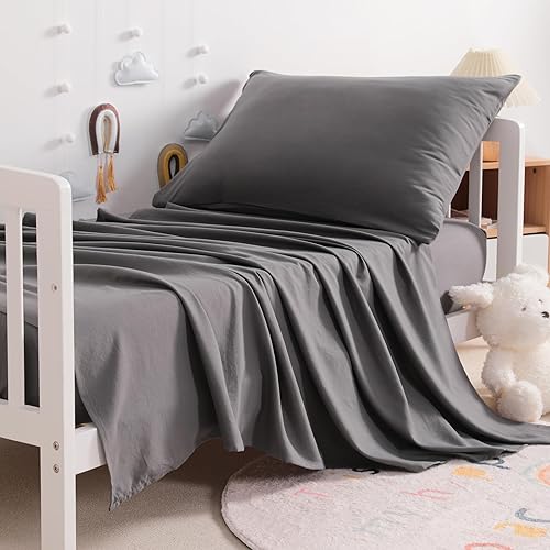 Miniatura 79 de NTBAY Juego de sábanas para cuna de microfibra ultrasuave, 3 piezas, lavables a máquina, fundas de almohada, color azul claro Azul/claro,Negro