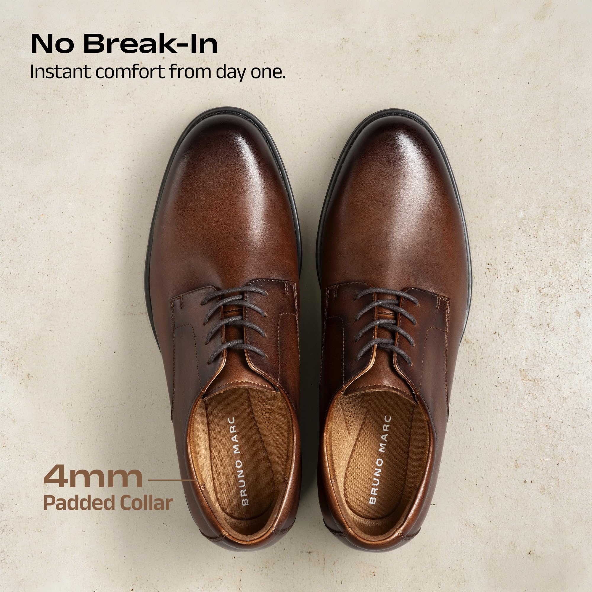 Bruno Marc Zapatos de vestir clásicos de cuero para hombre, cómodos, Oxfords para negocios, formales, con cordones — view 6
