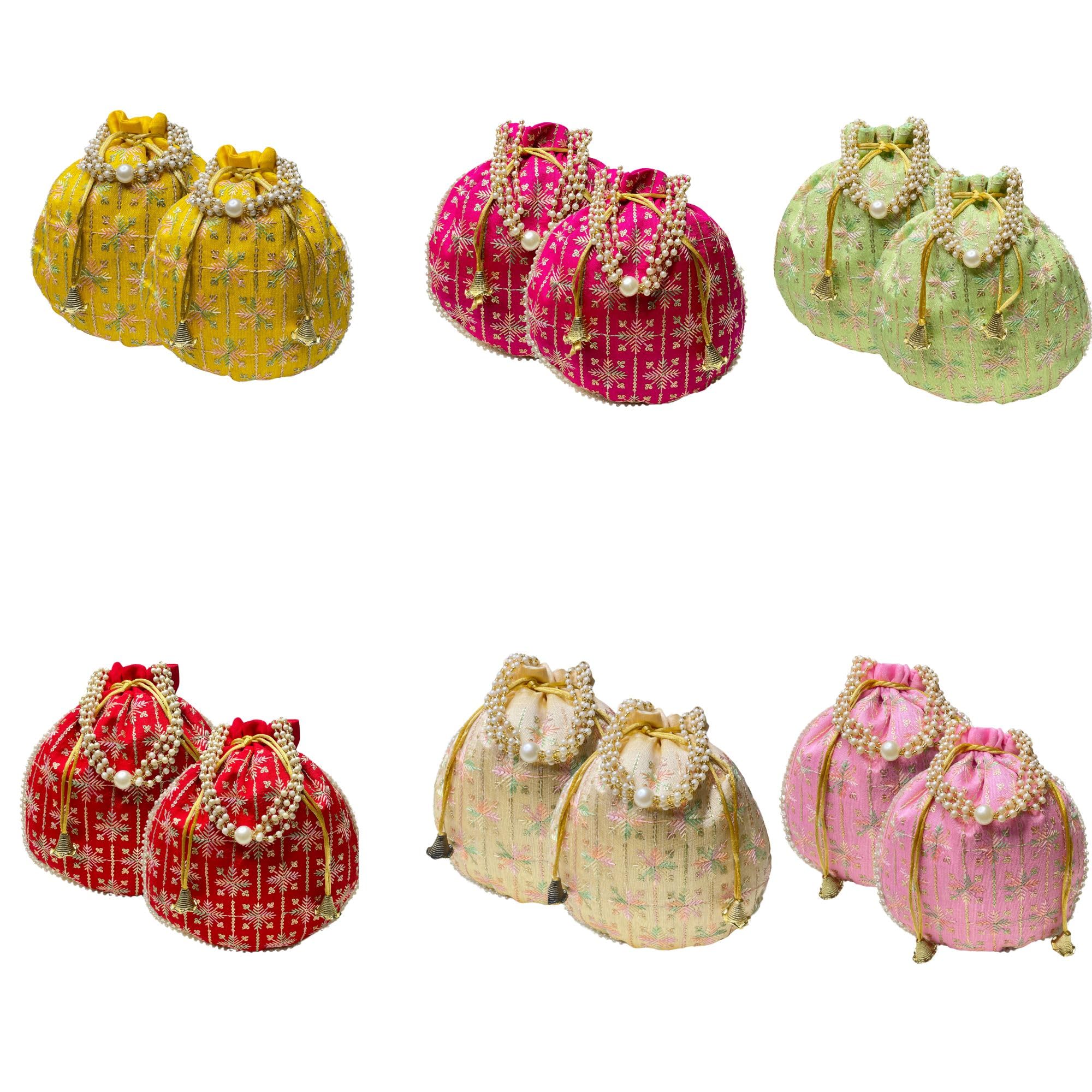 Trendy Crafts- Silk Hand embroidery Potli Bag for women | Handmade Thread Work Batwa | Silk Embroidered Women Wristlet | Bridal Clutch Purse | Ethnic Pouches for Return Gift (Pack of 12) (B0D95XXBPW) Amazon Price History, Amazon Price Tracker
