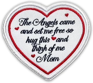 The Angels Came and Set Me Free Patch 3 Inches Loving Memory Heart Family Memories, Iron On/Sew On Embroidery Fabric Applique Patches for Trucker Hats Clothes Mom Dad Grandparents Gifts (Style 1 Mom)