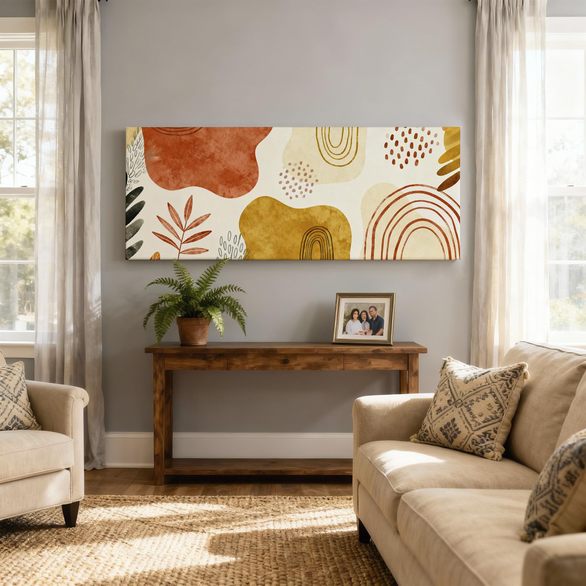 SoulAbiti Bohemian Geometric Arches Unframed 36x14 inches Rolled Canvas Wall Contemporary Art UV Print Painting for Living Room, Bedroom & Office Decor Premium Gloss Vivid Fade-Resistant Print 4