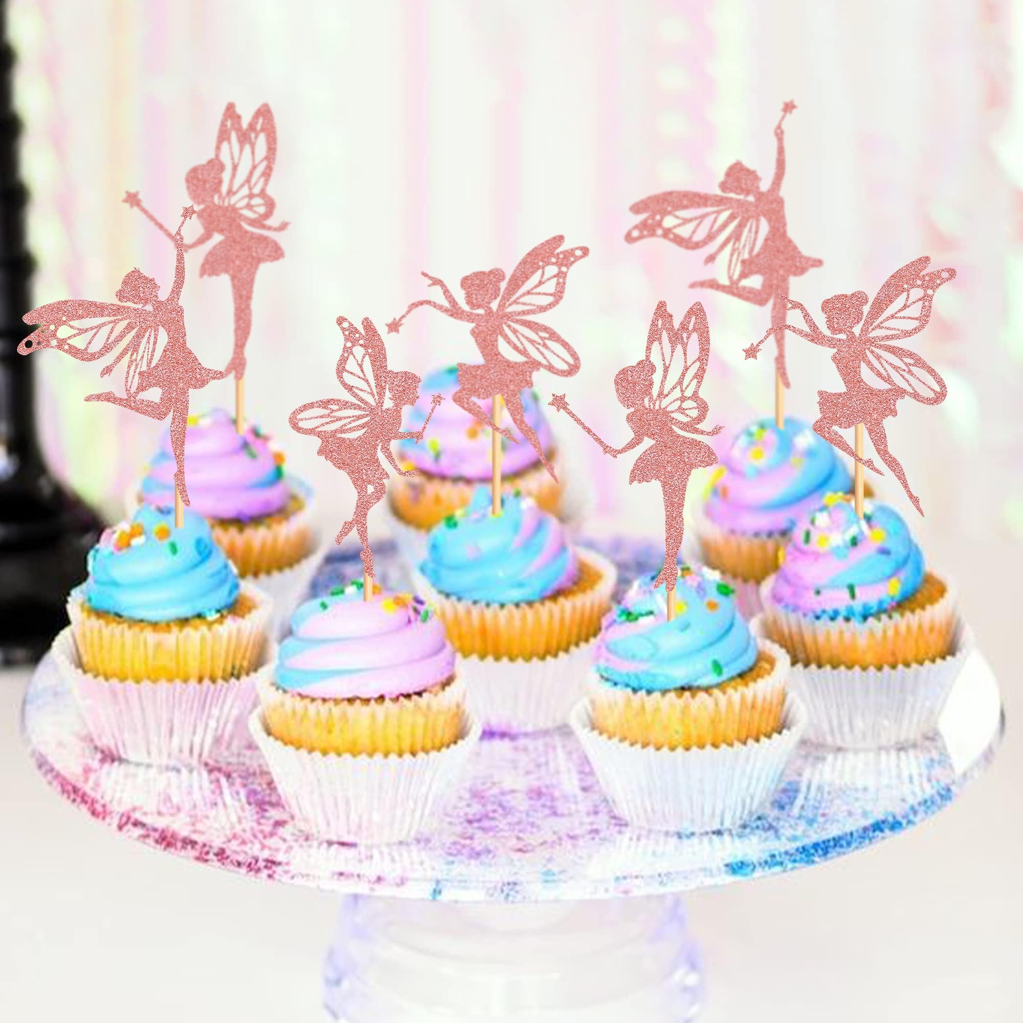 Lot De 24 Décorations De Gâteau De Fée Avec Ailes Scintillantes - Motif