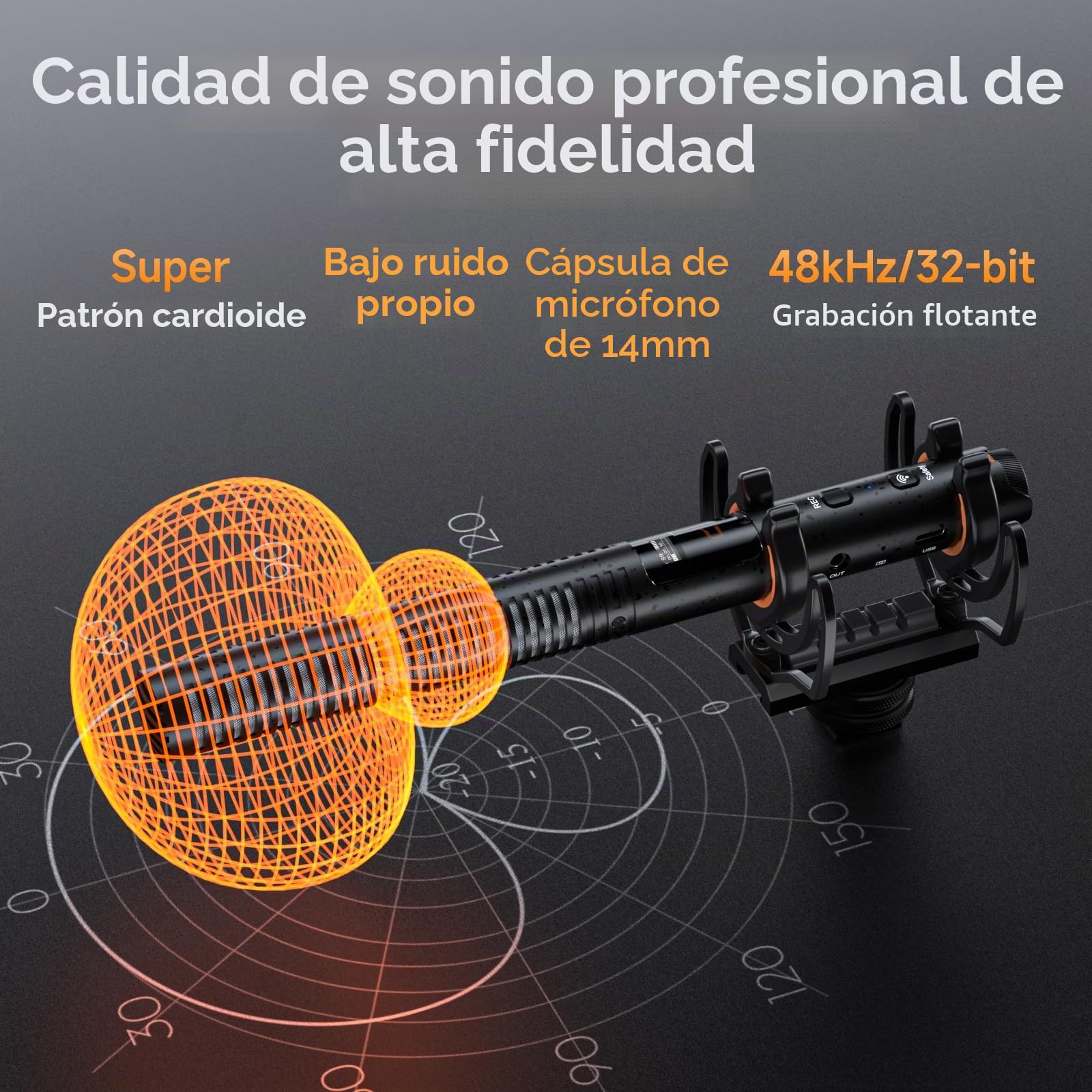 COMICA VM40 Micrófono de grabación integrada de 32G, micrófono inalámbrico para cámara con grabación Flotante de 48kHz/32bits para cámara de teléfono Inteligente (1RX+1TX)