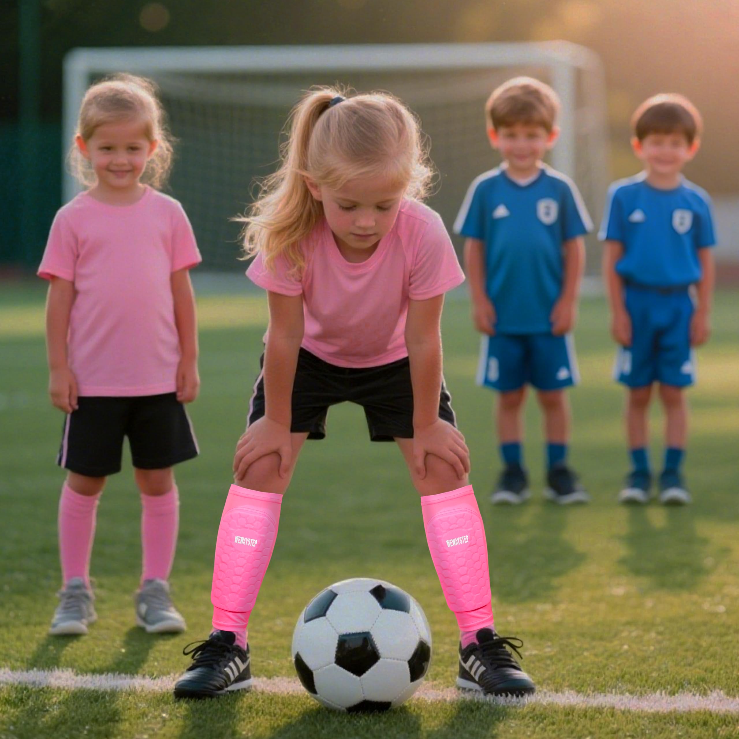 Ginocchiere da calcio per bambini, ragazzi e adulti, ginocchiera parastinchi con nido d'ape, leggera, parastinchi per calcio, baseball, boxe, MTB