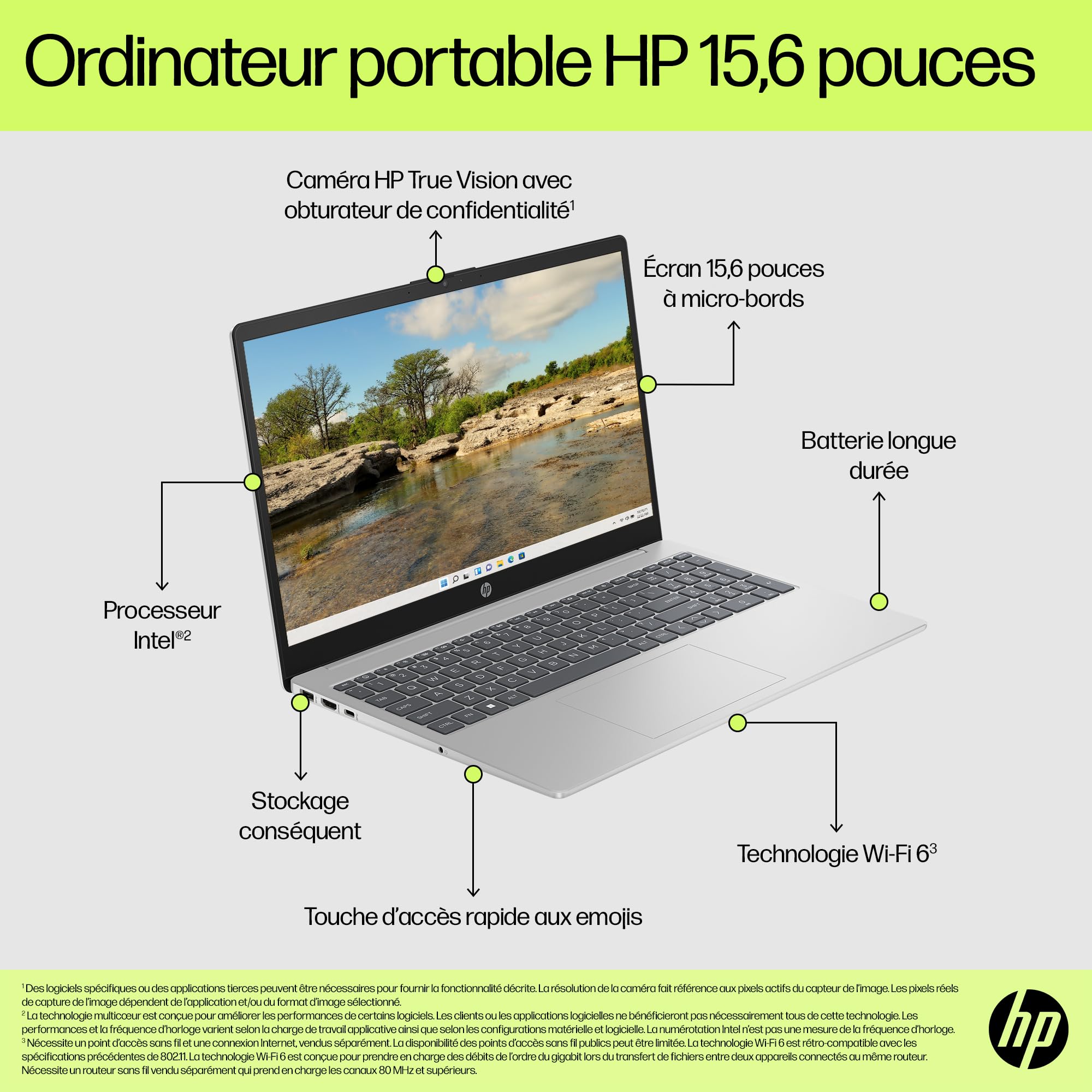 HP 15-fd0005sf Ordinateur Portable 15,6" FHD IPS, PC Portable (Intel Core i7-1355U, RAM 16 Go, SSD 512 Go, Intel Iris XE, Windows 11), Laptop Argent, Clavier AZERTY