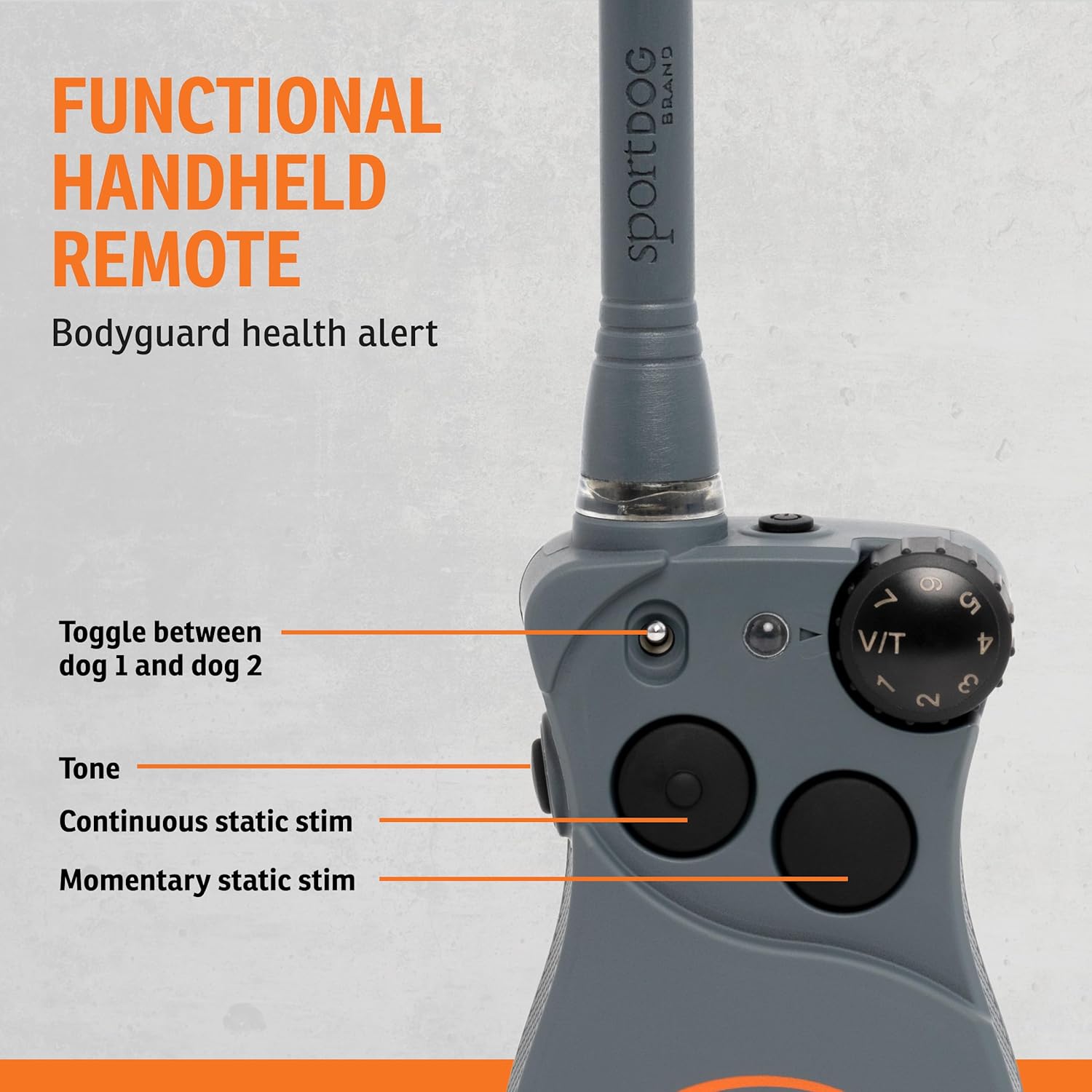 SportDOG FieldSentinel 1825 Remote Trainer with Bodyguard Health Alerts - Reliable Off-Leash Control - Adjustable Training Collar - Quick Charge Collar - 1-Mile Range - Black