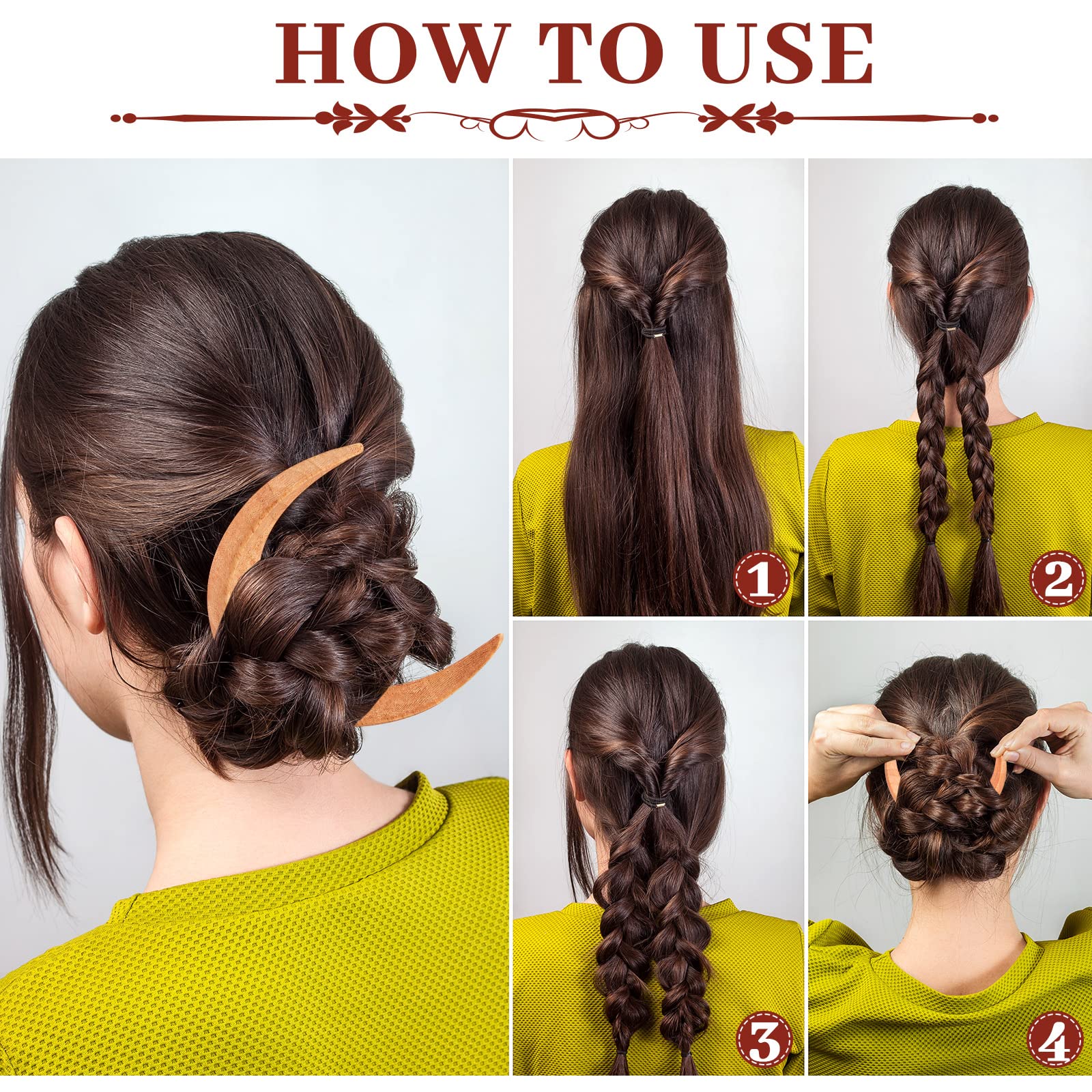 Amazon.com : Taiyin 3 Pcs Moon Hair Fork Hairpin for Women 5.12