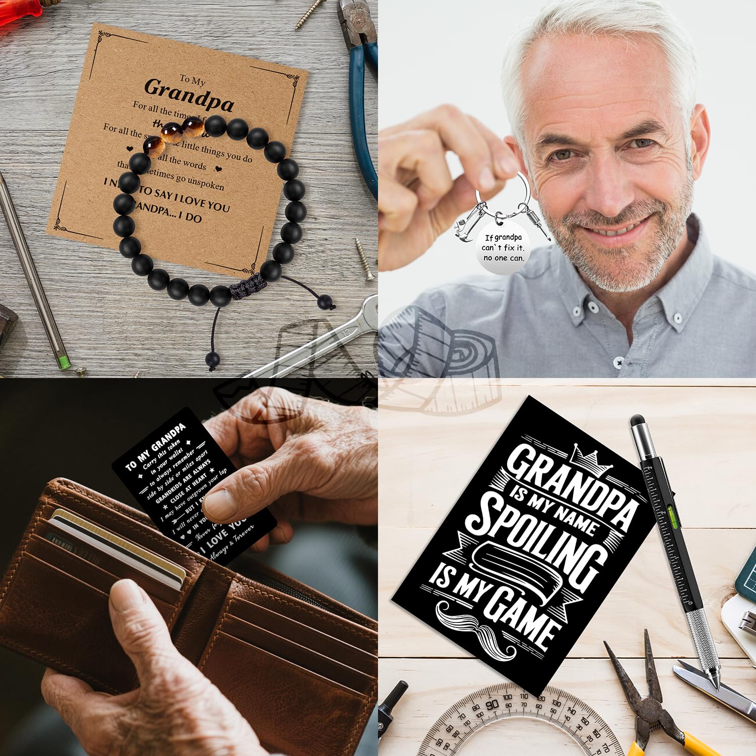 JTAMOHI 11 Pieces Grandpa Gifts, Best Grandpa Ever Gift with 20 Oz Tumbler Socks Baseball Cap Tape Measure Bracelet Wallet Card Keychain, Fathers Day Birthday Christmas Gift for Grandfather Granddad