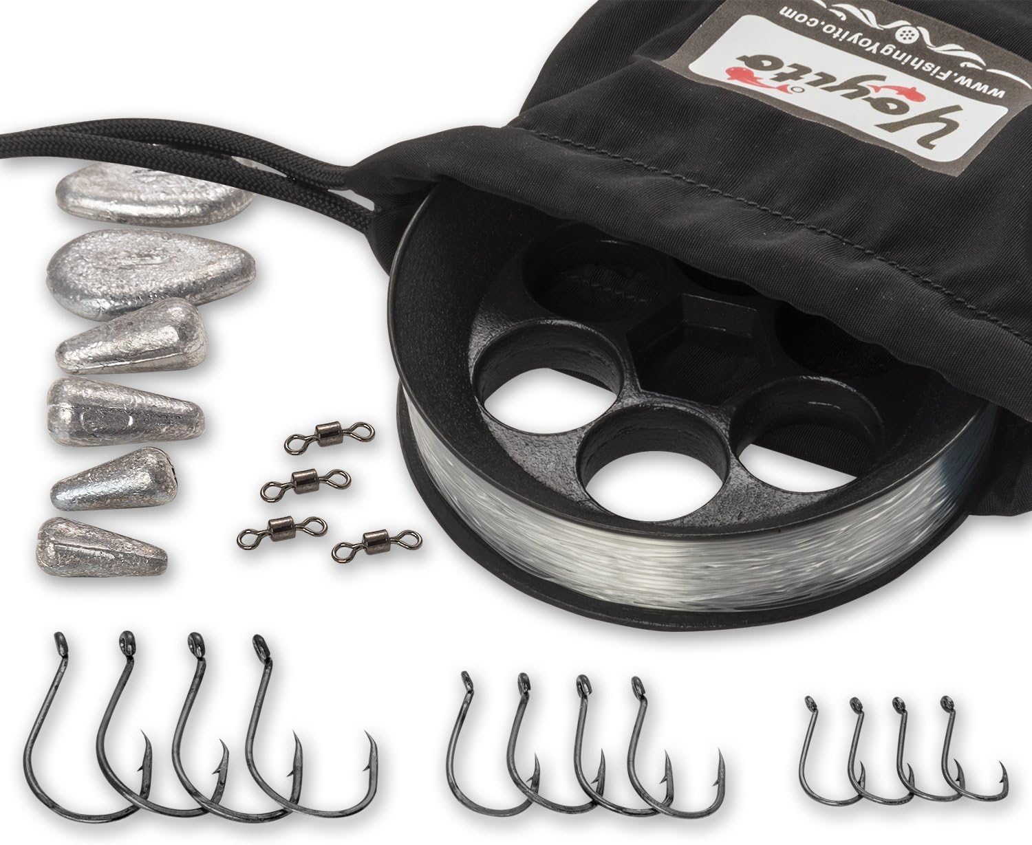 Freshwater Hi-Temp Urethane Hand Line Reel Pocket Emergency Survival Fishing Kit (Black Case/Clear Line, 30-Pound line)