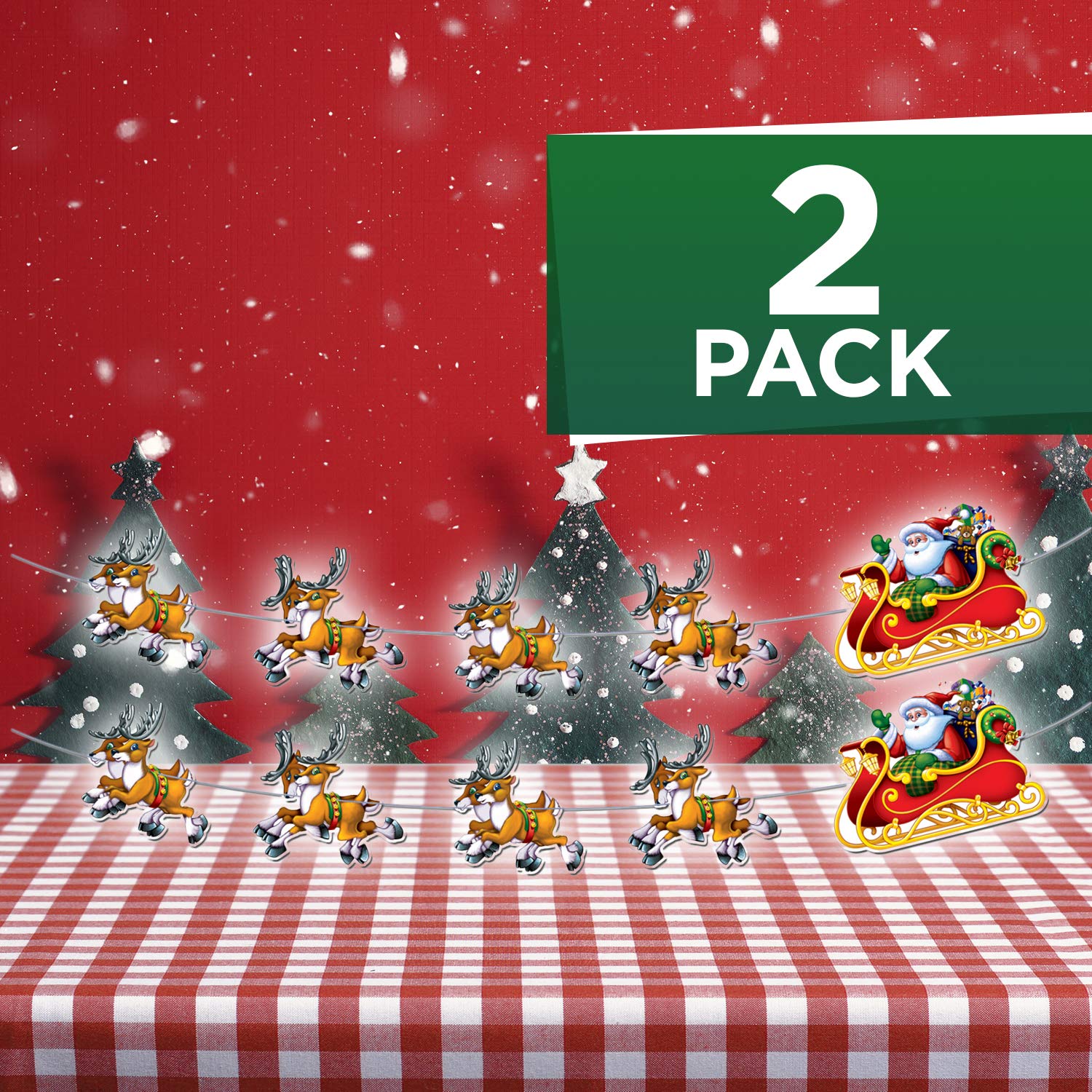 Beistle Luftschlangen mit Weihnachtsmann und Schlitten, 2,4 m, 2 Stück