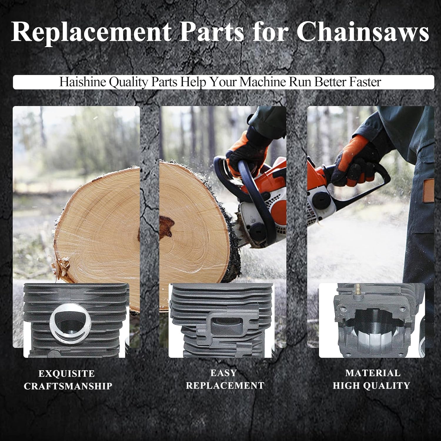 HAISHINE 49mm Cylinder Piston kit with Spark Plug Decompression Valve Replacement for Stihl MS390 MS290 MS310 029 039 Chainsaw 1127 020 1216