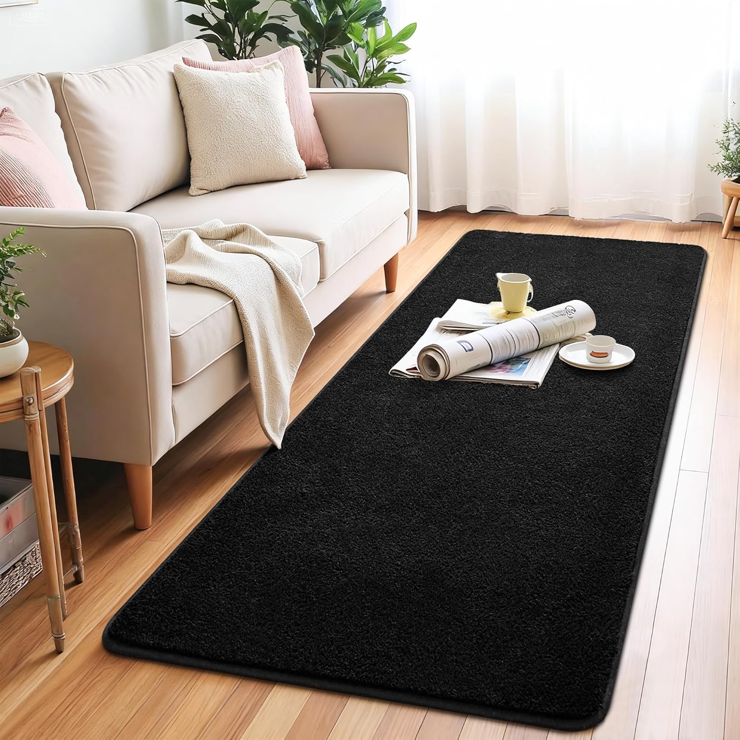 Chicrug 2x6 Minimalist Washable Runner Rugs for Bedroom Hallway, Modern Soft Memory Foam Rug for Kids Nursery, Low Plie Indoor Runner Entryway Carpet for Dorm Kitchen Bedside Living Room Decor, Black - Image 5