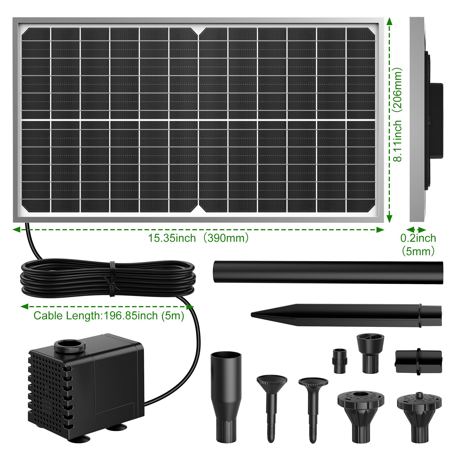 AMZtime 15 W fontanna słoneczna, 2024 aktualizowana fontanna słoneczna na zewnątrz, solarna pompa do basenu, do kąpieli ptaków, stawu, ogrodu, na zewnątrz i wewnątrz