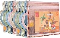 10 Pack Colored Mesh Zipper Pouch Bags, Double-Layer Nylon Puzzle Building Block Sets Toy Storage & Organization, Breathable See Through A4 Zipper Pouch with Handle for School Games