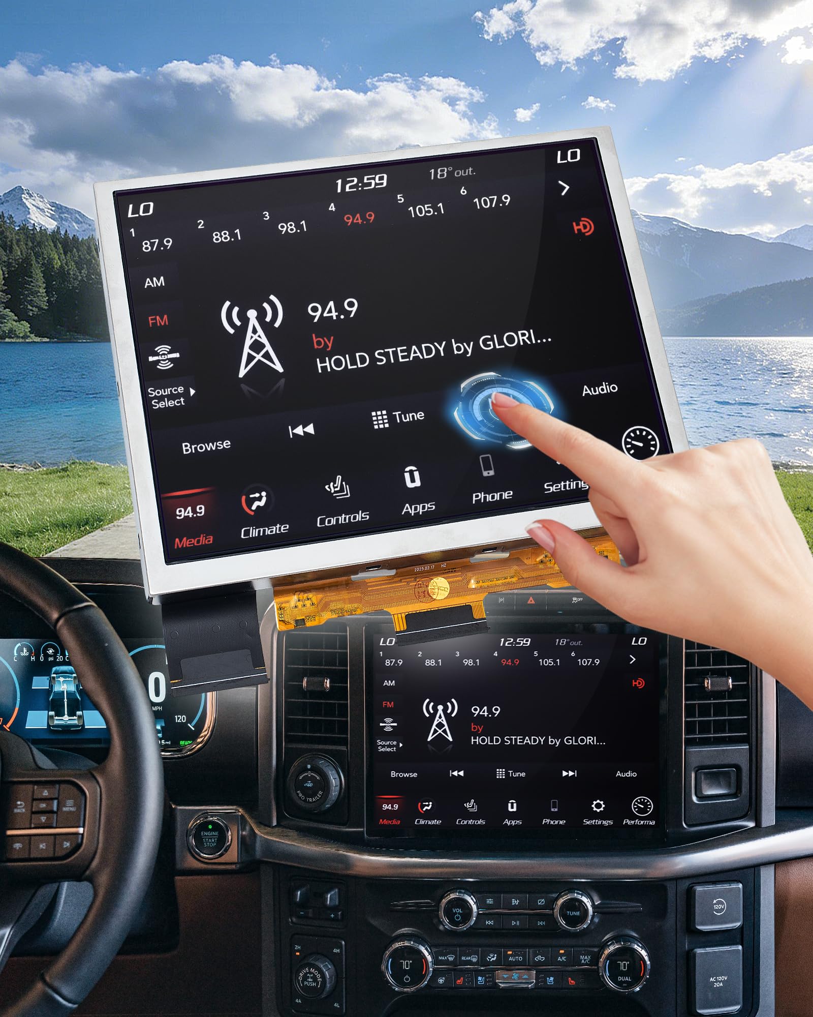 TDO-XGA084 8.4" Uconnect Screen Replacement, Uconnect 4C UAQ LCD Monitor Touch-Screen for 2018-2023 Jeep Dodge RAM Chrysler, 68388570AB