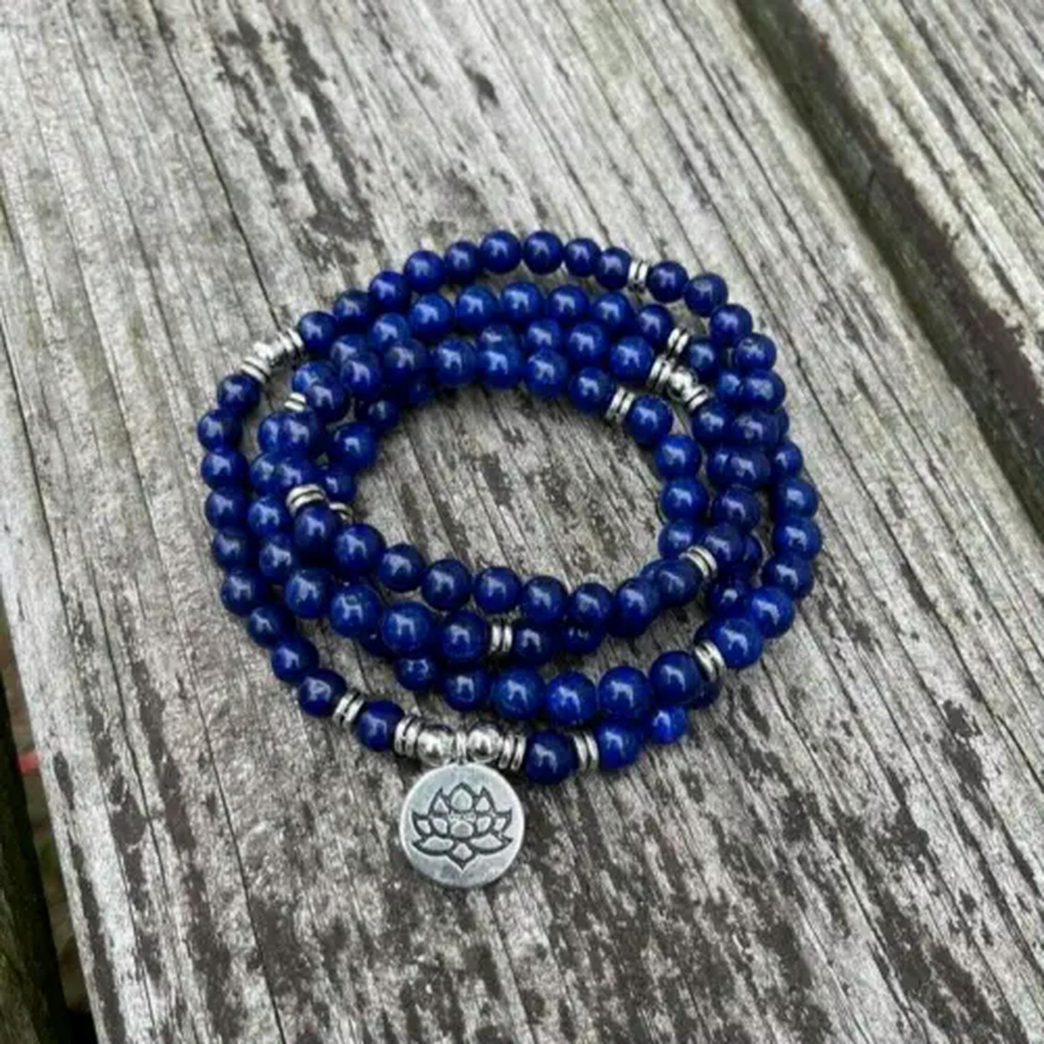 Mala en Lapis-Lazuli de 108 Perles, Éveillez Votre Sagesse Intérieure