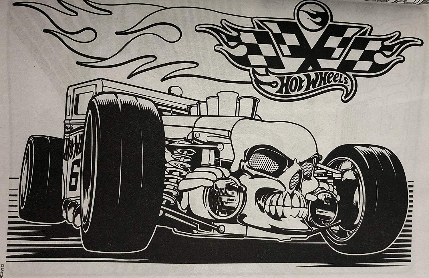 Hot Wheels race car coloring page with intricate details, ready for coloring.