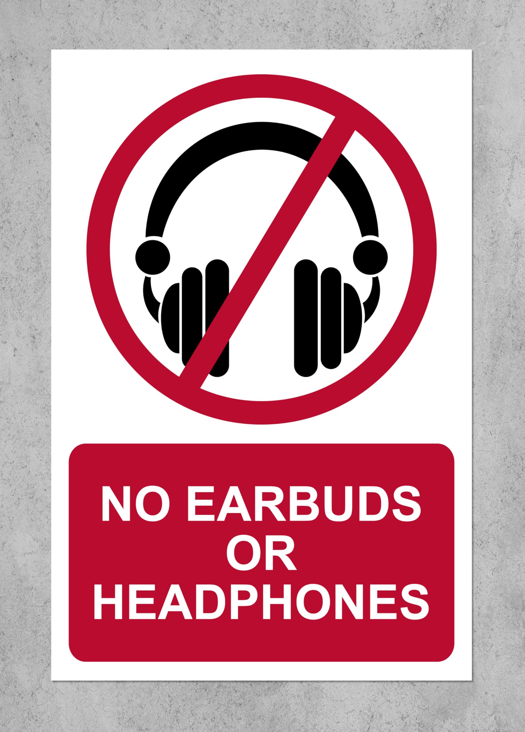 Kpcm Display Ltd No Earbuds Or Headphones - Self Adhesive Sticker (200Mm X 150Mm)
