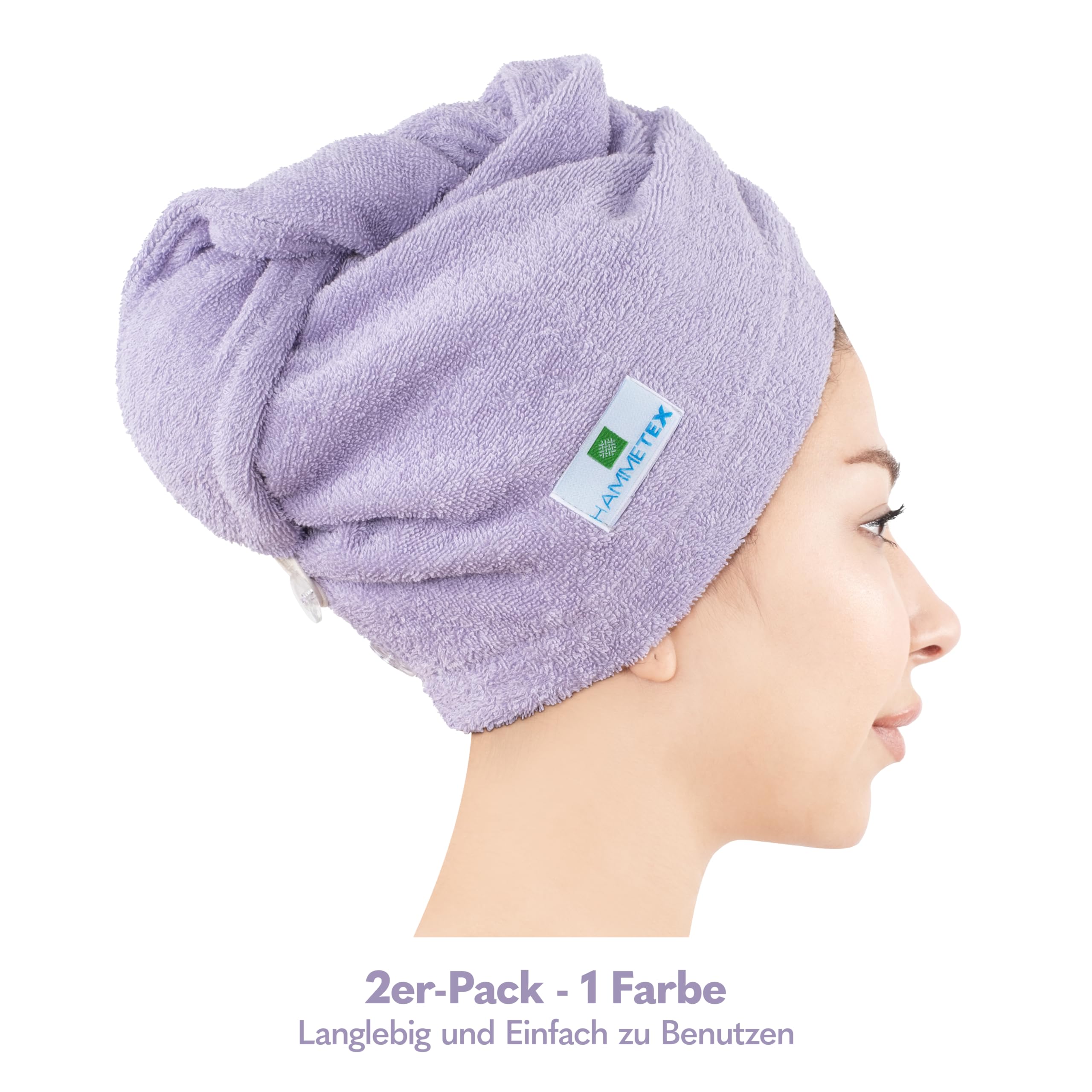Hammetex Haarturban 2er Set mit Knopf – Bild 8