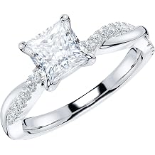 THELANDA Sterling Silver 4-Prong Petite Twisted Vine 1CT Princess Cut Genuine Moissanite Engagement Ring Promise Ring