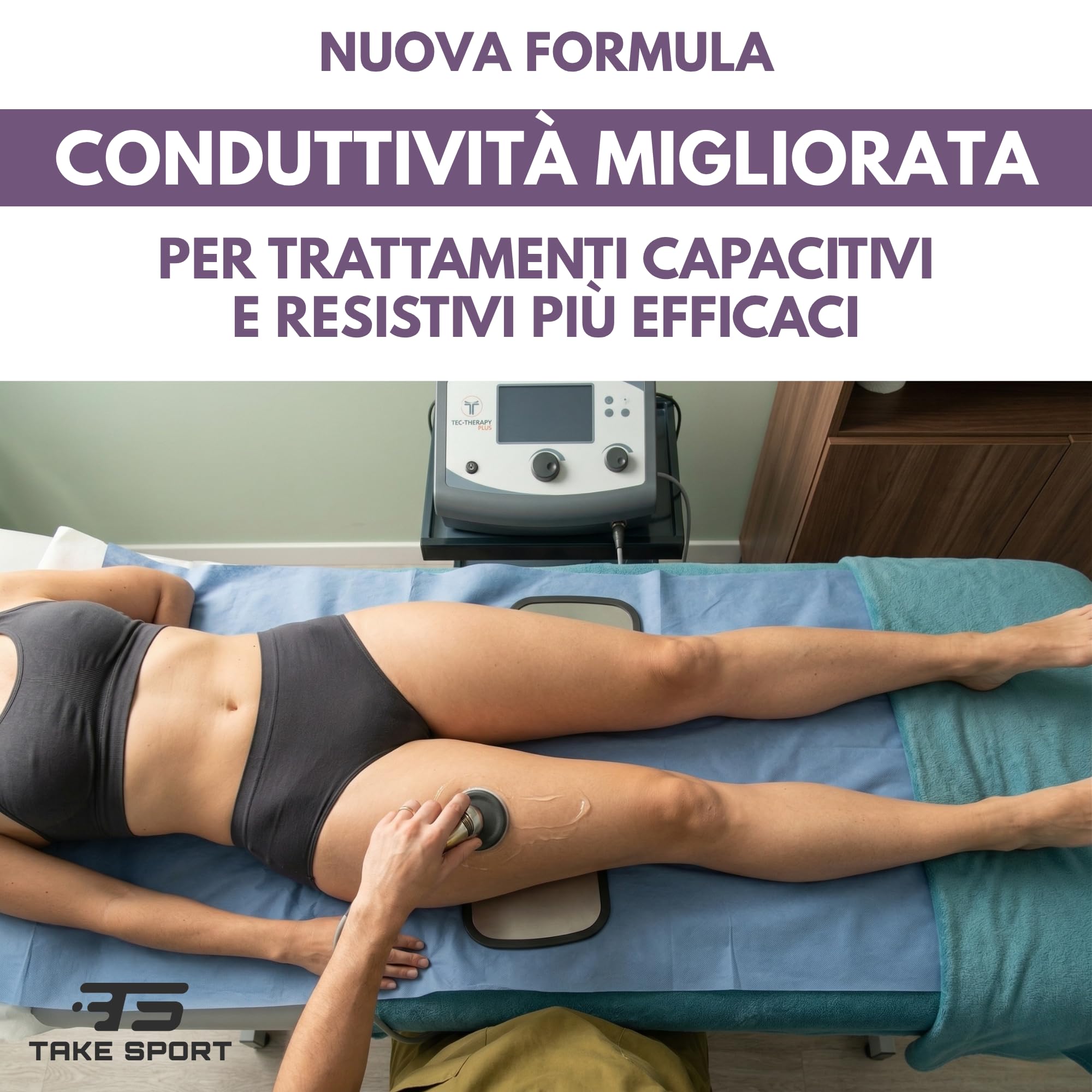 TS TAKE SPORT - Crema Conduttiva Diatermia e Tecarterapia 1000ml | Formula 2in1 Massaggio e Tecar | Con Aloe Bio e Glicerina | Alta Scorrevolezza e Conducibilità | Made in Italy (base)