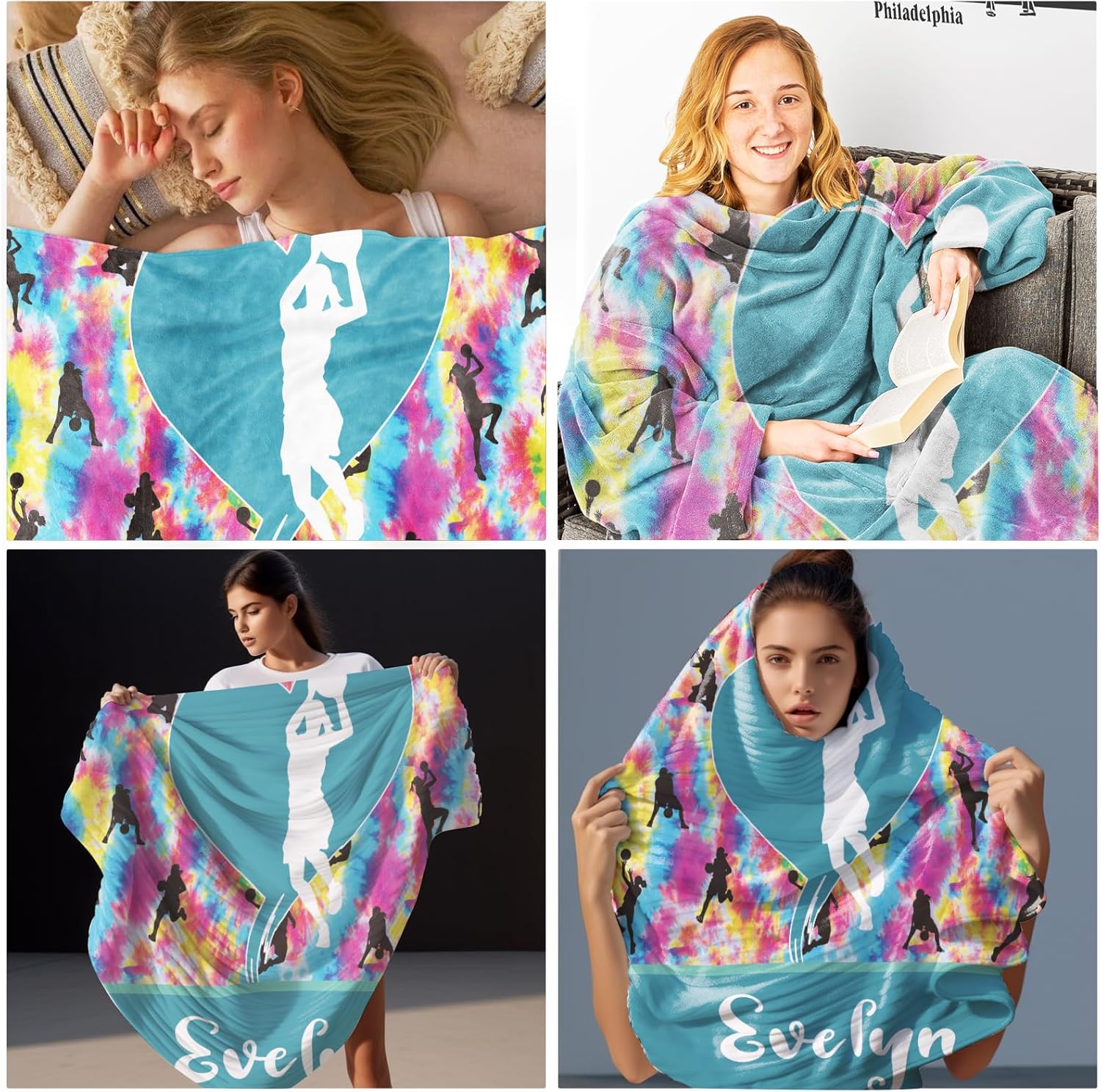 TNYKER Personalized Blankets with Name and Number, Custom Basketball Blanket Basketball Gifts for Girls, Sport Blankets for Birthday Valentines Day Coach Teammate Girl Fans Gifts