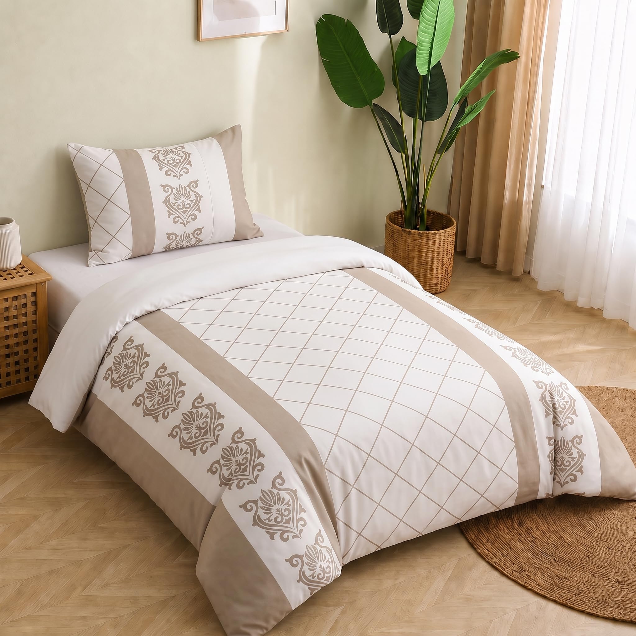 Lazzaro Single Duvet Cover Set Premium Brushed Microfiber Quilt Cover | Hypoallergenic, Reversible, Zipper Closure, Ultrasoft Quilt Cover Single (135 x 200 cm), OEKO-TEX Certified, Machine Washable