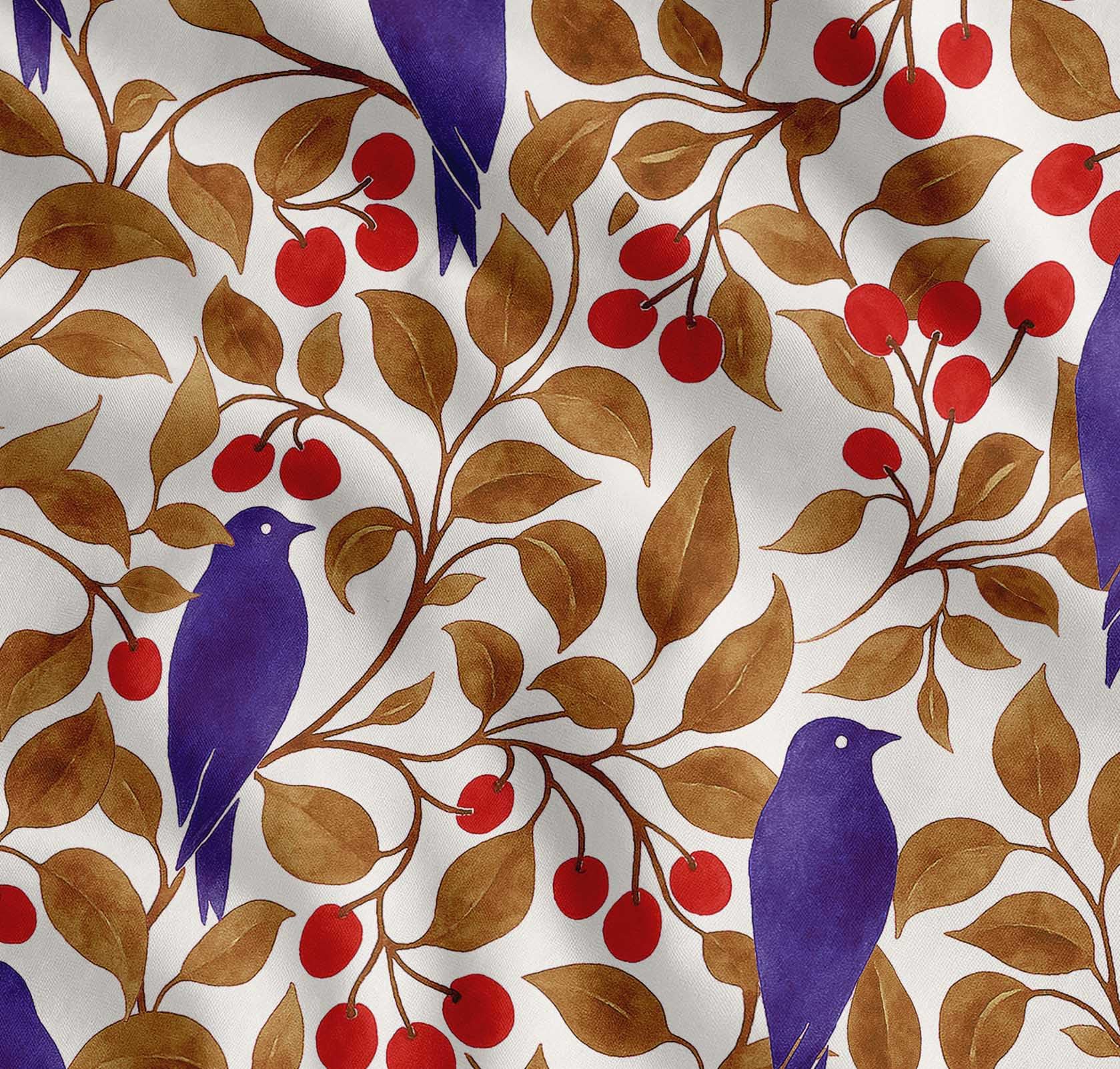 Soimoi Tela de batista de algodón - Estampado de pájaros - Marrón - 142 cm de ancho, suave y ligera, 5 metros de largo, para kurtas, vestidos, ropa de bebé, forros, acolchados y bases de bordado.