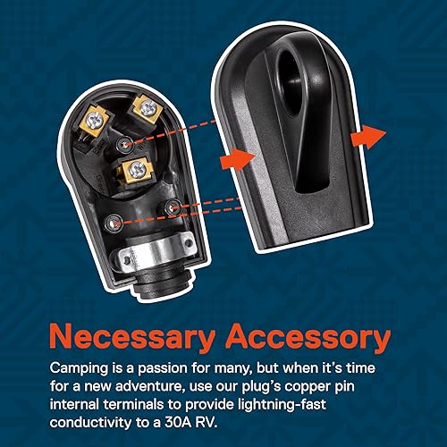 Miniatura 2 de True Mods NEMA TT-30R - Cable de alimentación de 125 V 30 A, enchufe hembra de repuesto para cable de 103 AWG mango de agarre EZ listado ETL