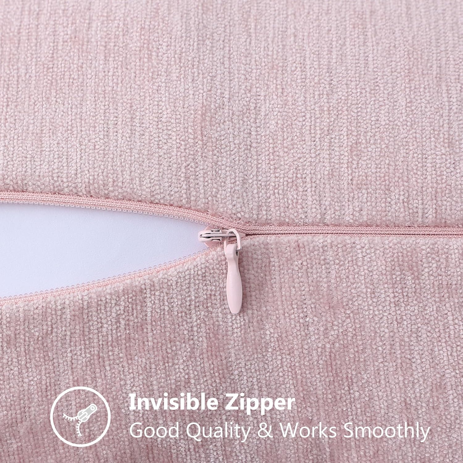 decorUhome Spring Chenille Soft Cozy Throw Pillow Covers 18x18 Set of 2 Modern Farmhouse Boho Velvet Decorative Pillow Cases with Stitched Edge for Couch Sofa Bed Home Valentines Decor, Blush Pink - Image 5