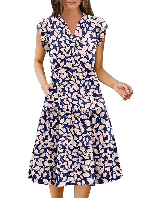 Zeagoo Plus Size Summer Dresses for Women Midi Crewneck Dress with Pockets Short Sleeve Sundress Casual L by Zeagoo - Used condition - Image 2