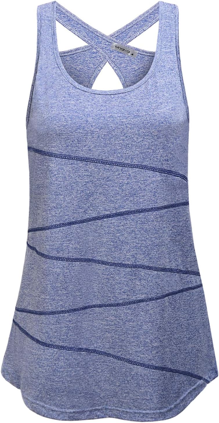 MOQIVGIWomens Sleeveless Loose Fit Racerback Workout Gym Yoga Running Tank Tops