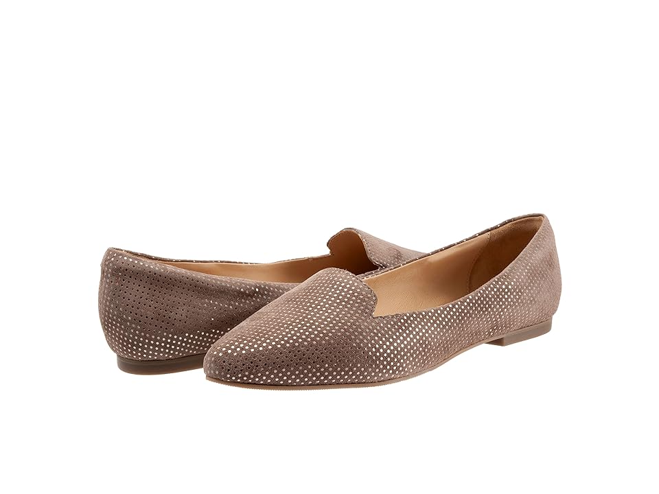 Trotters Harlowe (Taupe Dot Suede) Women's Flat Shoes INTERNATIONAL SHIPPING