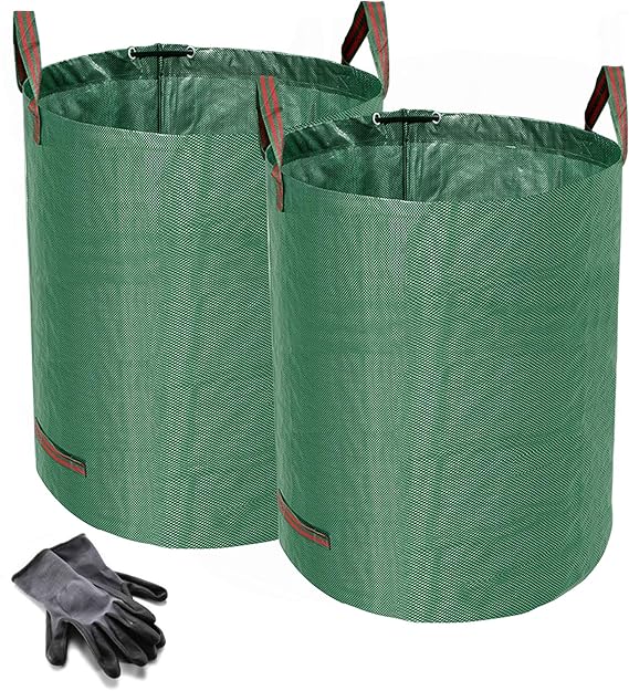 Heavy Duty Garden Waste Bags 500 Litre 2 Sacks BONUS 1 Pair