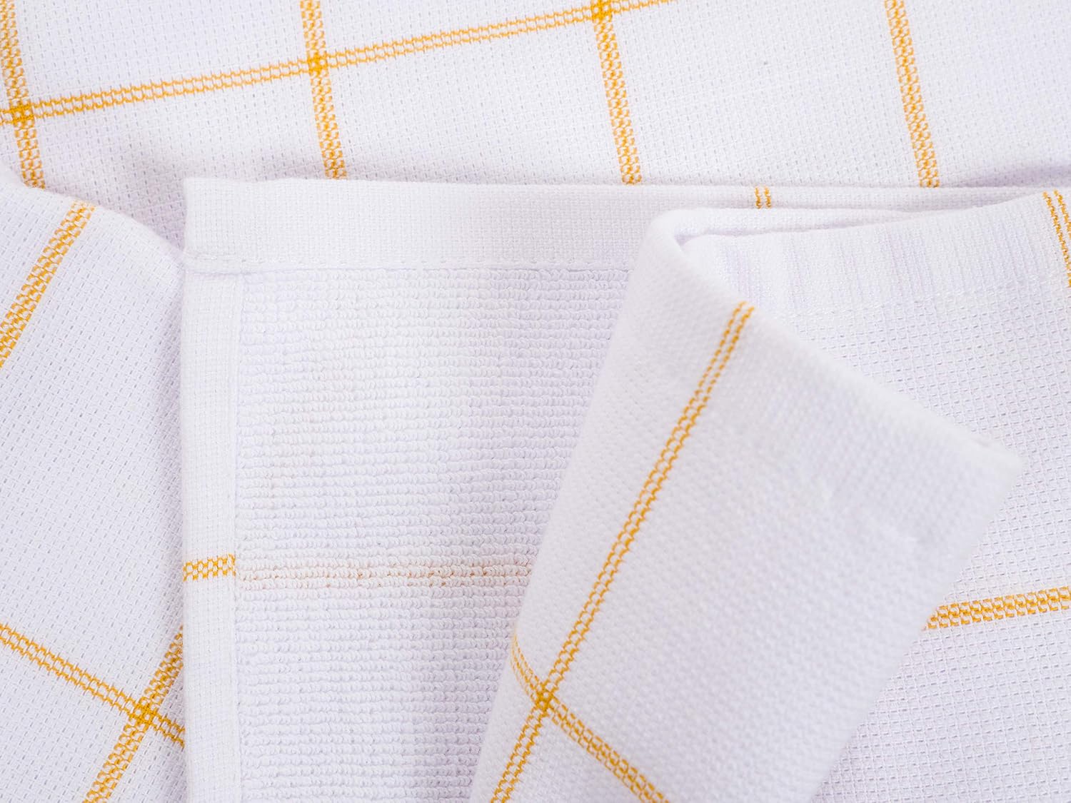 KAF Home Monaco Mixed Yarn Dyed Reversible Terry Dish Towel Set of 6, 100-Percent Egyptian Cotton, 18 x 28-inch Kitchen Towels (Mineral Yellow)