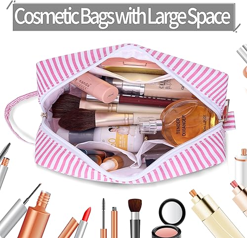 Miniatura 4 de Bolsa de maquillaje con parche de letras, bolsa de viaje para cosméticos, bolsa de preparación con trébol de piedra, con inicial, neceser con