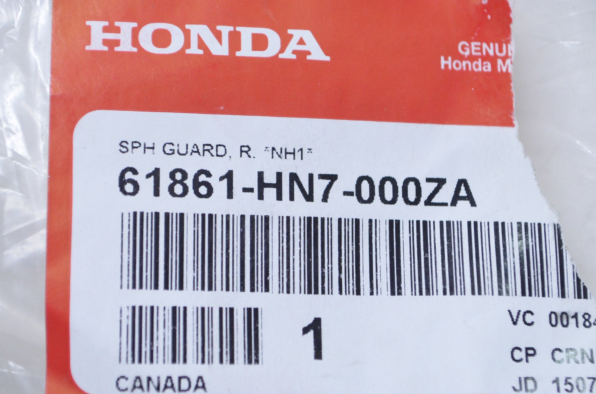 Vehicle Splash Guard HONDA 61861-HM7-000ZB Splash Guard