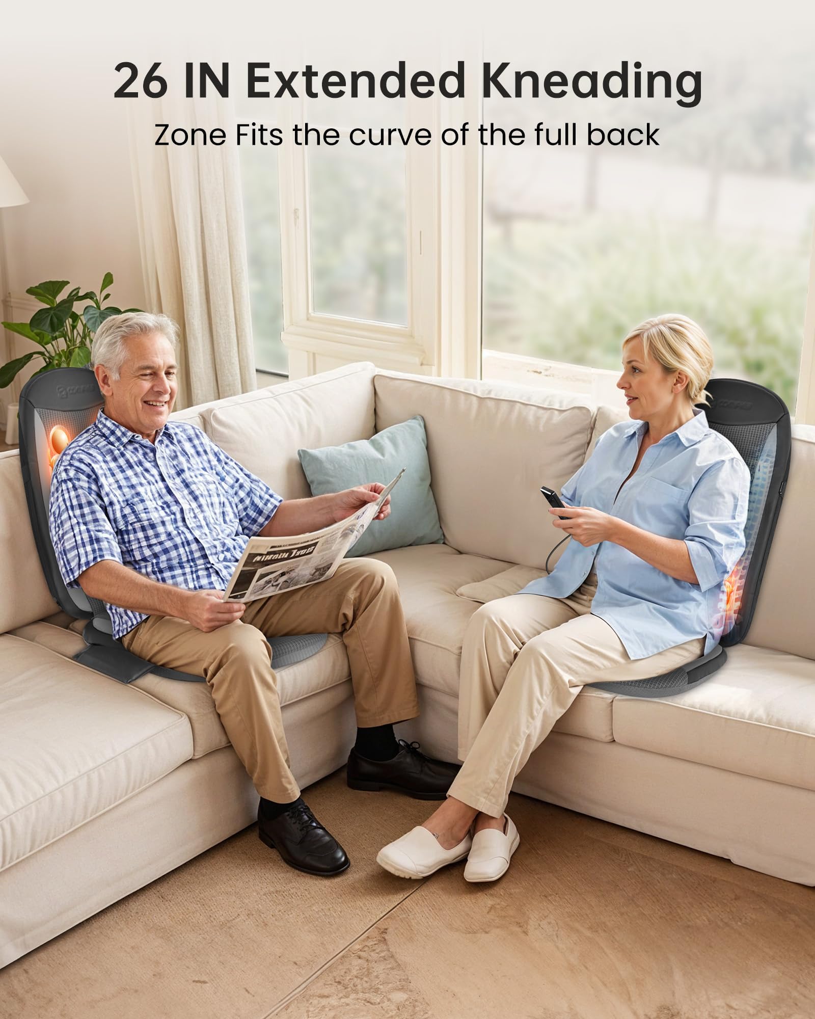 COMFIER Funda de Masajeador Espalda para Asiento, Shiatsu Masajeador Cervical y Espalda, Asiento Masajeador Espalda con Función de Calor, Relajación para Toda la Espalda, Apto para la Oficina, Regalos