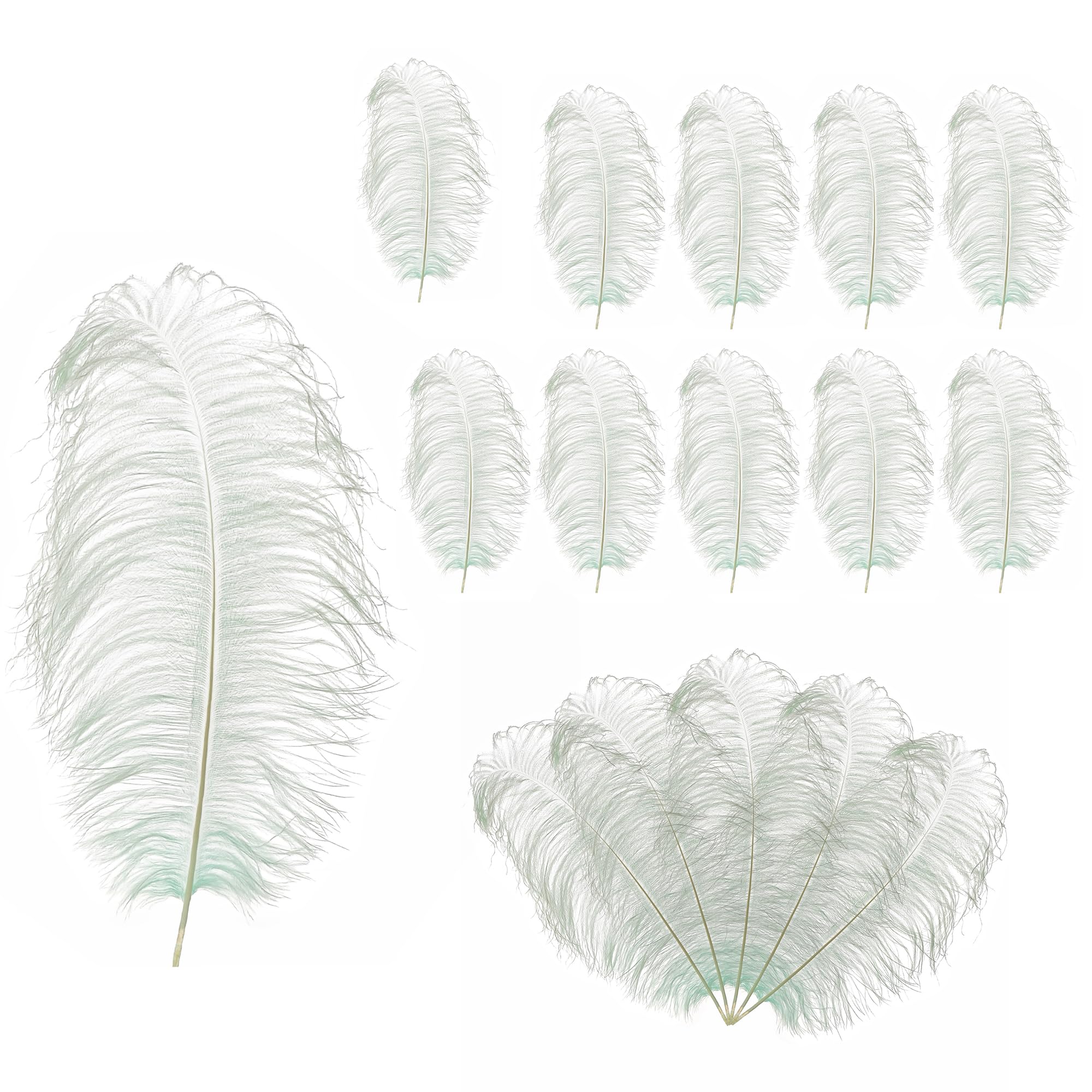 19"-23"(50cm - 60cm) Large Ostrich Feathers, Showgirl Spadones - for Decorating Costumes, Headdresses, Weddings & Party Table Decoration, Playing with Pets and Horse Plume, Silver, 10pcs โ image 1