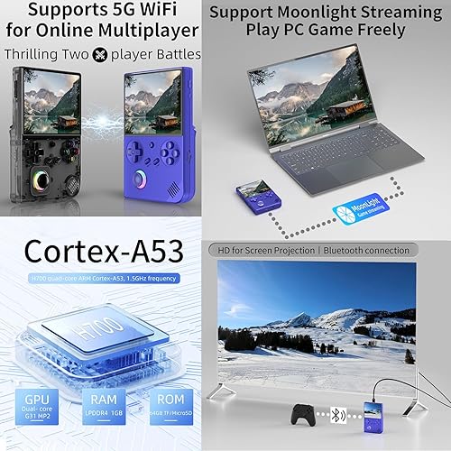 Miniatura 6 de RG40XXV Handheld Game Console 4.0-in 640 * 480 IPS OCA Screen 3200mAh 64Bit System RG 40XXV Blue