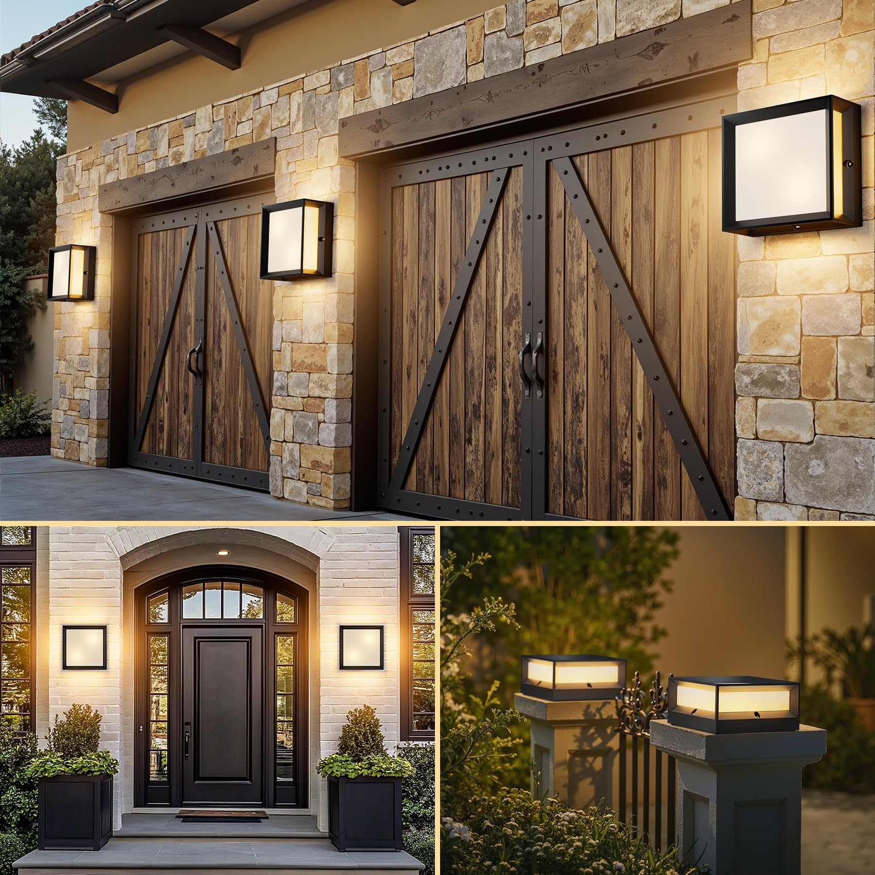 Klighten 2 Pezzi Applique da Parete E27x2 Esterno/Interno,Max 60W,IP65 Impermeabile per Interni ed Esterni,PC + Aluminio,Lampadina Non Inclusa,Nero